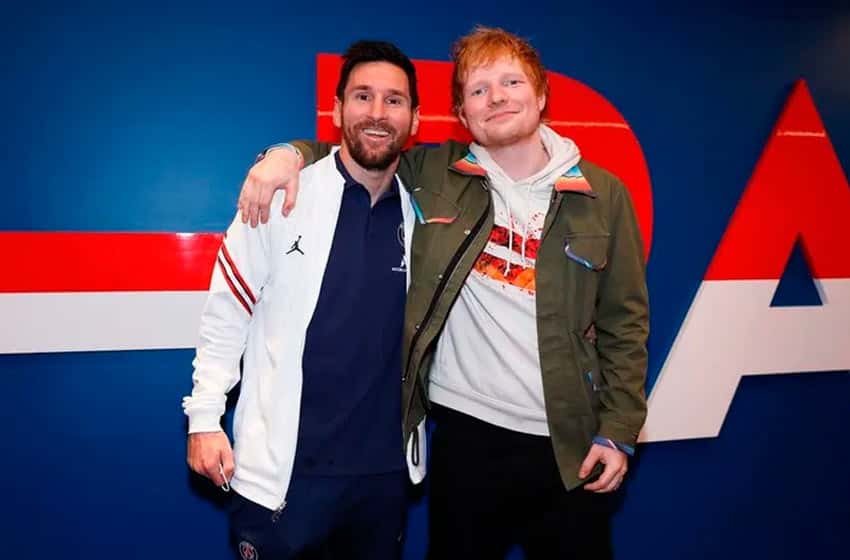 «Un gusto conocerte, Ed Crack», la foto de Messi y Ed Sheeran luego del partido del PSG