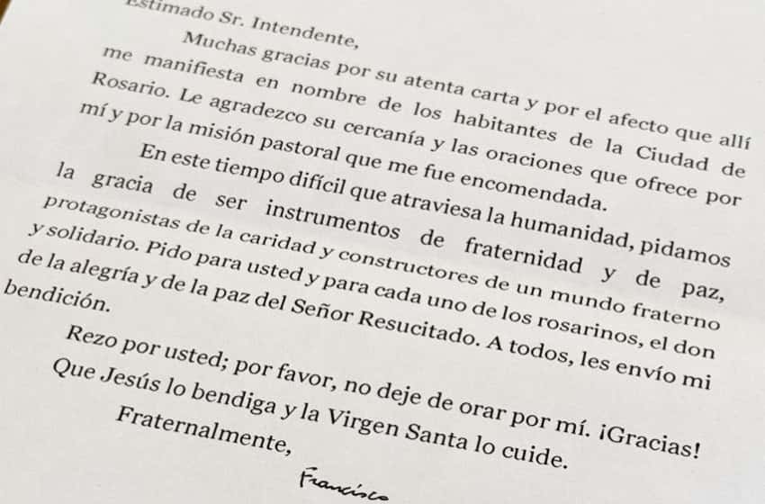 El papa Francisco le contestó la carta que Pablo Javkin le había mandado meses atrás por la inseguridad en Rosario