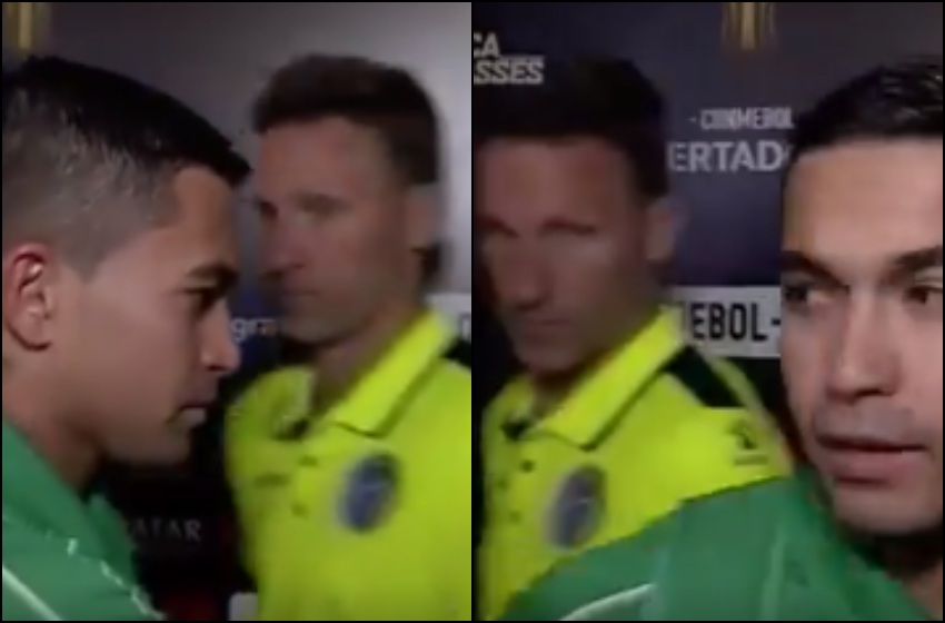 El tenso cruce de Bernardi con un jugador de Palmeiras tras la eliminación de Godoy Cruz
