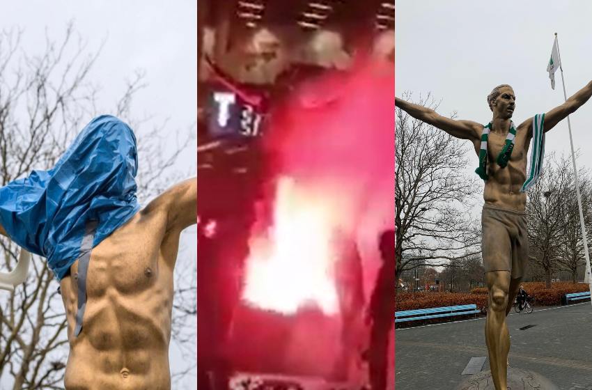 Los hinchas de Malmo quemaron la estatua de Ibrahimovic, nuevo copropietario de otro club sueco