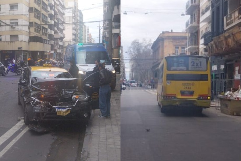 Fuerte choque entre un taxi y un colectivo interurbano en el centro ...