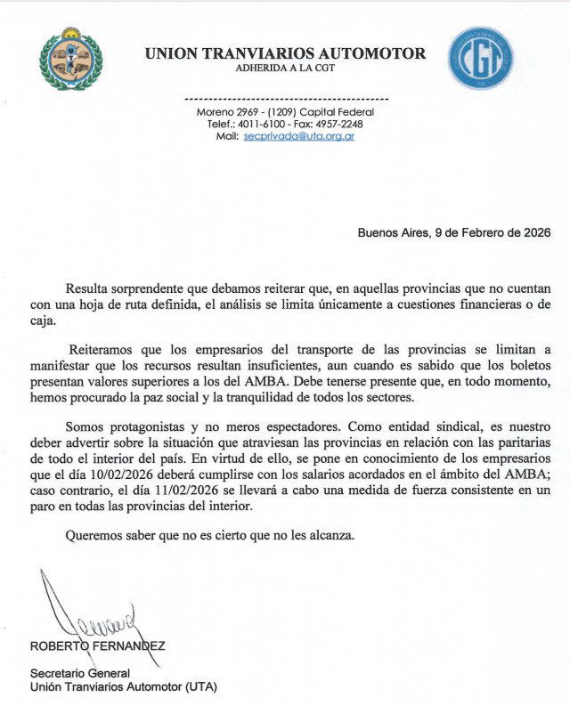 uta comunicado 9 2 26