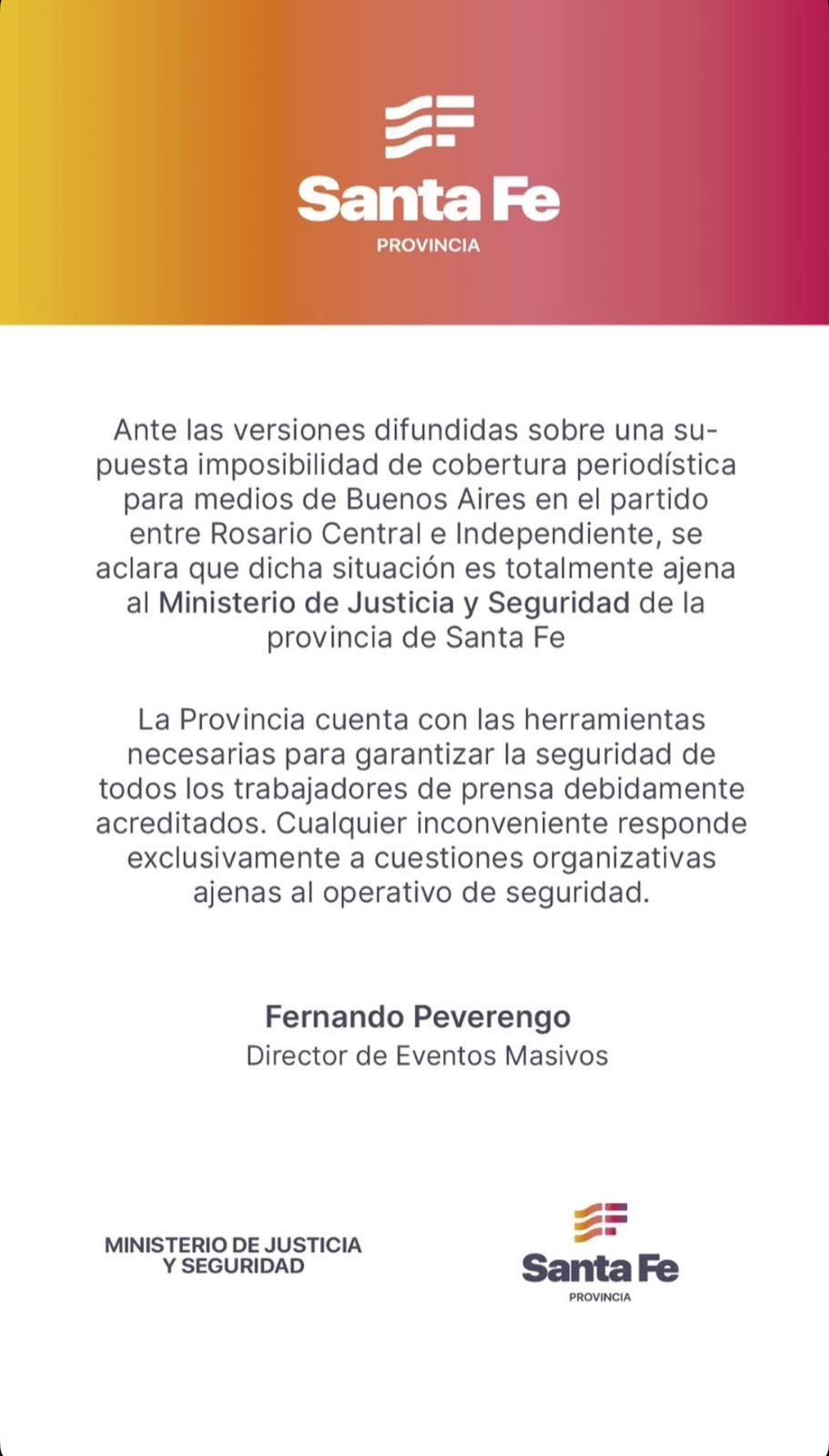 comunicado provincia central indep