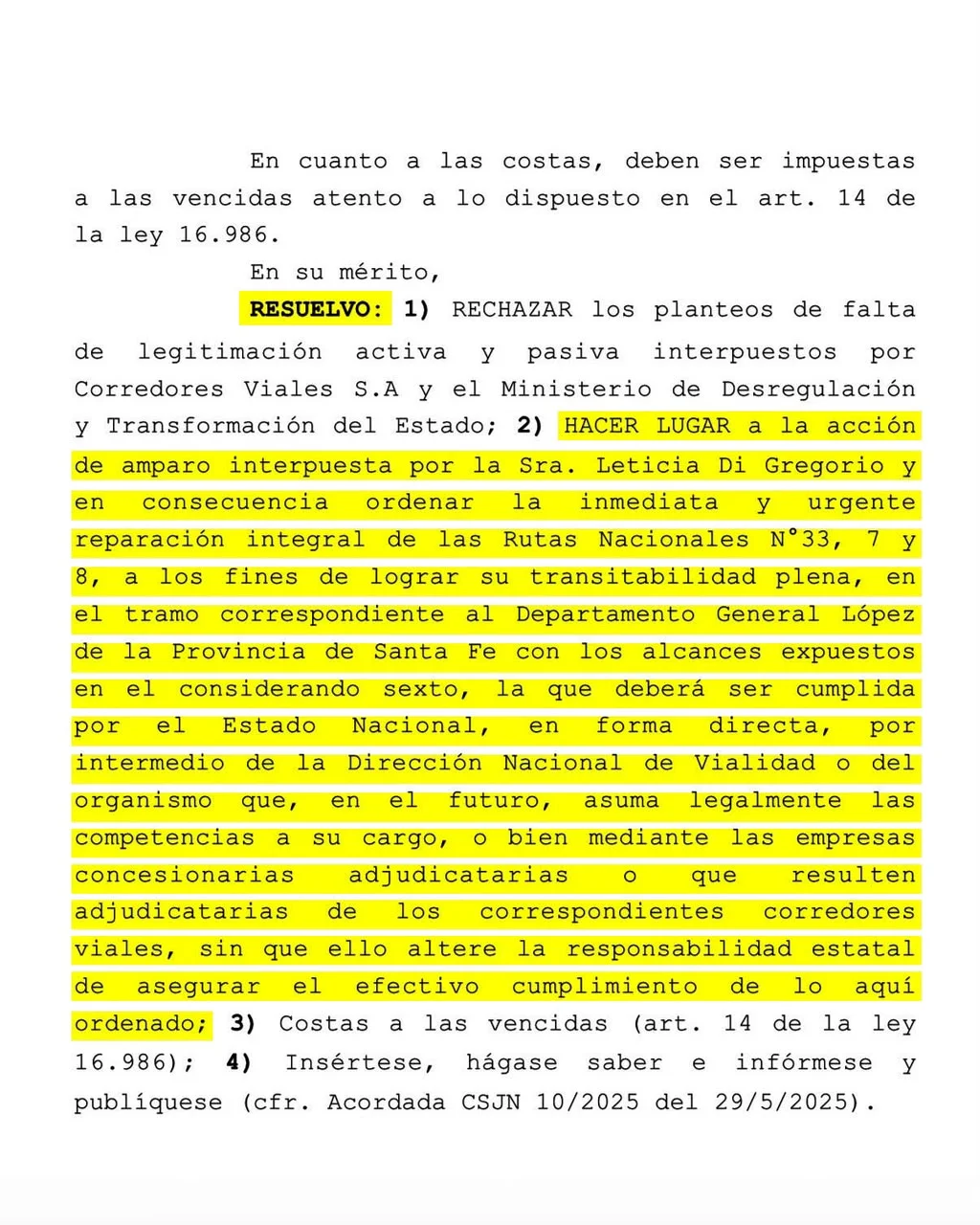 Senado Vialidad Nacional
