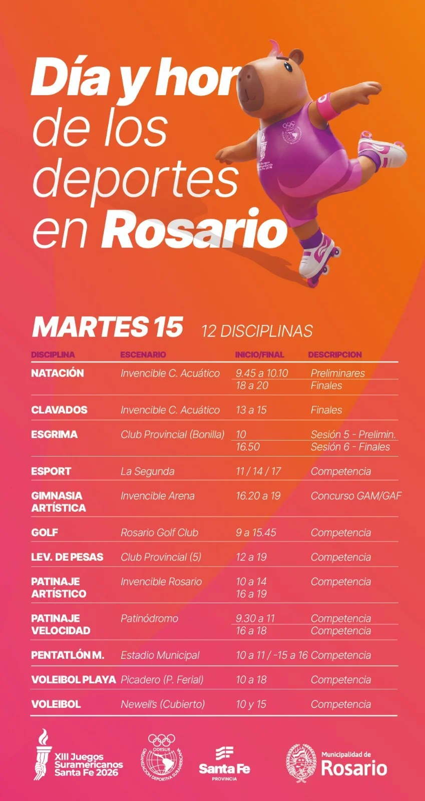 juegos suramericanos martes 15